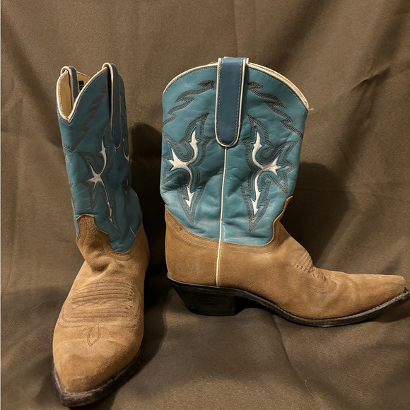 Blue and brown Dan post cowboy boots size 7.5m - Picture 15 of 16